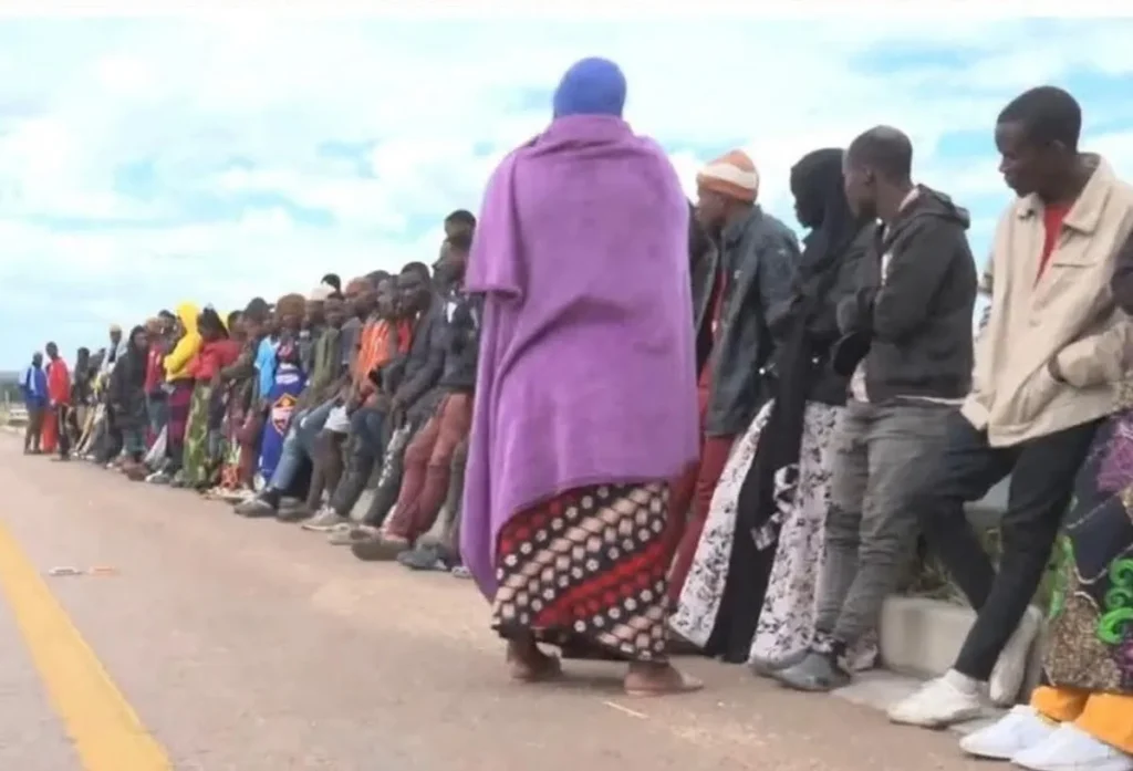 Passengers packed into overloaded Malawi bus stopped on N1