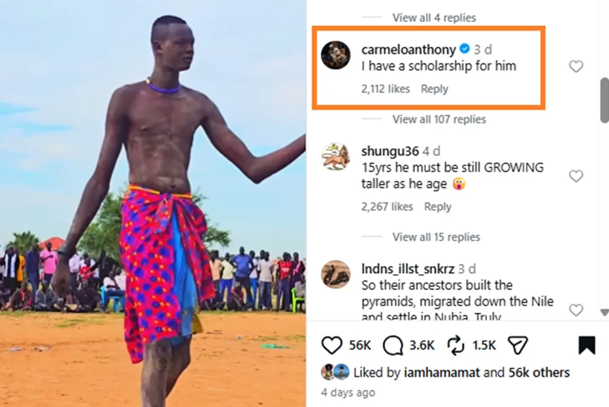 Carmelo Anthony offers scholarship to 7ft-tall South Sudan boy