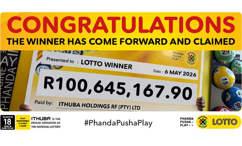 R100 million winner collects prize – plans to donate portion towards tertiary education of young people
