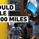 Argentina fans arrive after cycling to Kansas